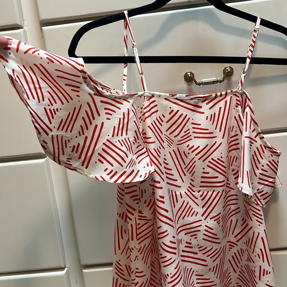 Collective Concepts Cold Shoulder Flowy Print White Red Size S Strappy Bohomian - Picture 4 of 5